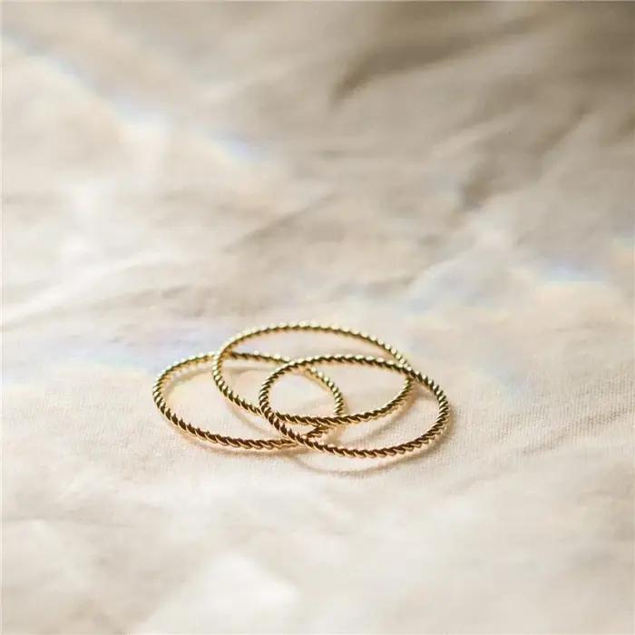 14K or rempli tressé empilable Bague minimalisme bijoux Anillos Mujer bohème