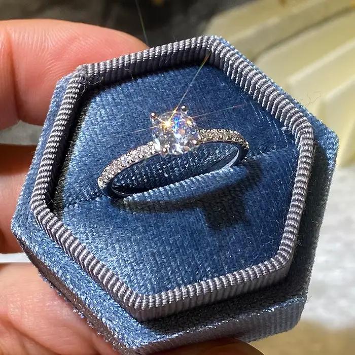 Bague de fiançailles de mariage en argent Sterling 925 pour femmes