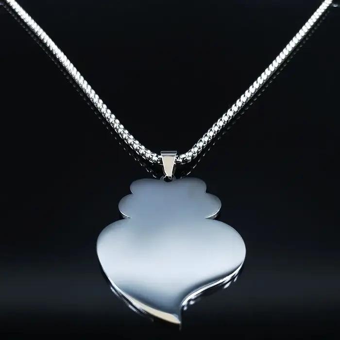 Portugal Folk Viana coeur fleur pendentif collier pour femmes hommes en acier inoxydable couleur argent chaîne bijoux