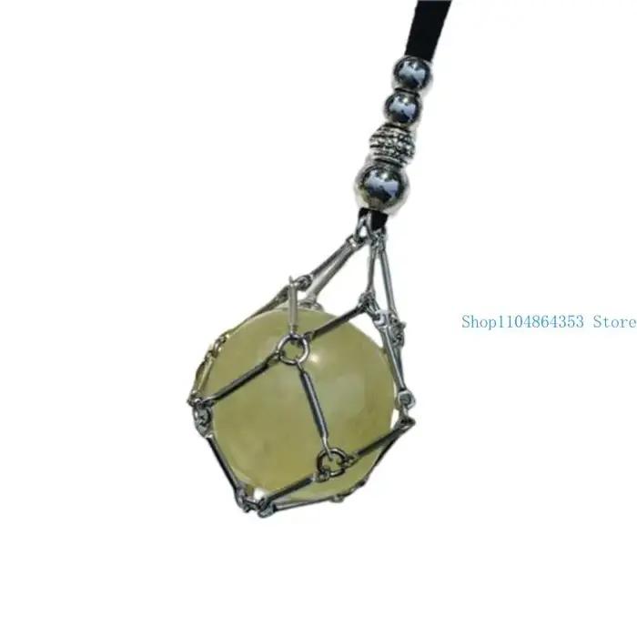 Collier en maille et corde réglable pour femme avec cage porte-pierre vide, design classique adaptable à toutes les occasions