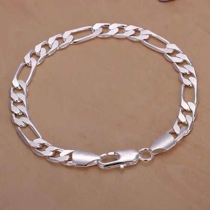Bracelets fins en argent Sterling 925, 6-8mm, chaîne pour femmes et hommes, mode de mariage, bijoux