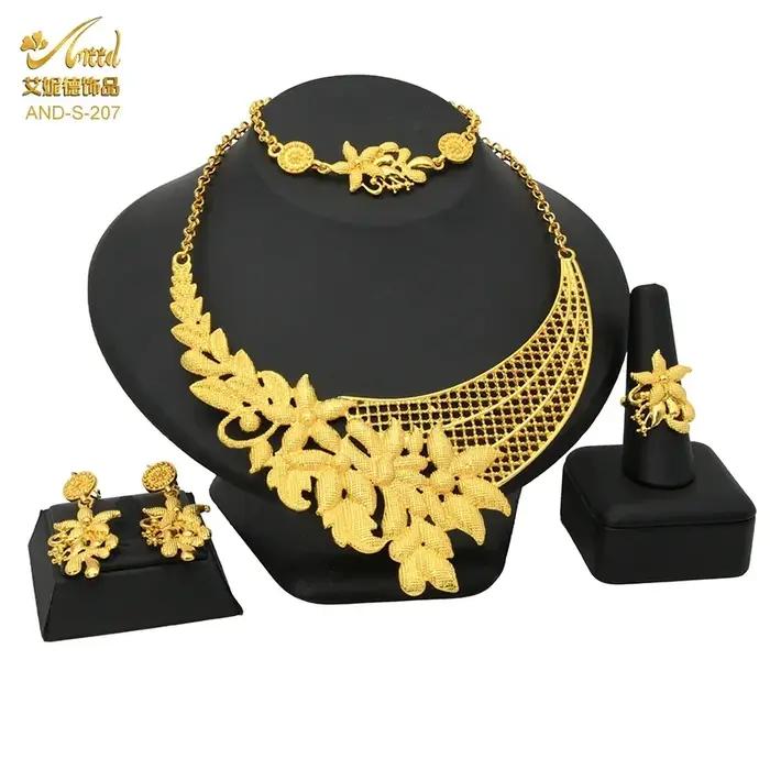 Ensemble collier et boucles d'oreilles multicouches éthiopiens de luxe pour femmes