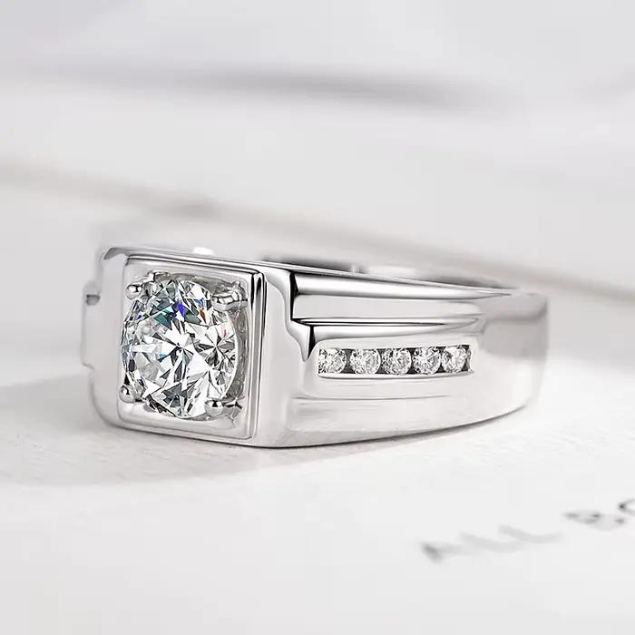 Bague de cocktail pour femme en argent sterling 925 motif géométrique avec zirconium pour mariage et occasion spéciale