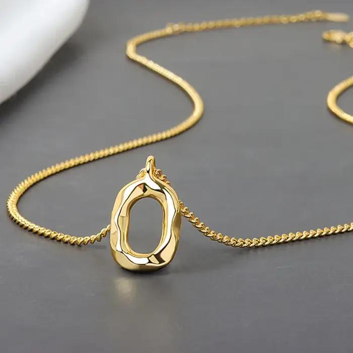 Argent élégant rond couleur or géométrique pendentif collier Bijoux fins pour les femmes