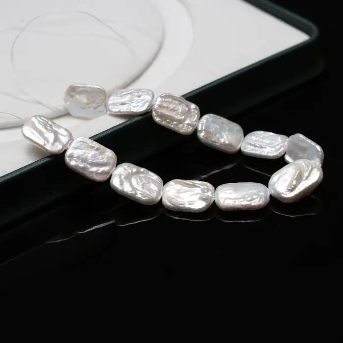 Perles rectangulaires 12x16mm, 18cm, fil de perles d'eau douce naturelles pour la fabrication de bij