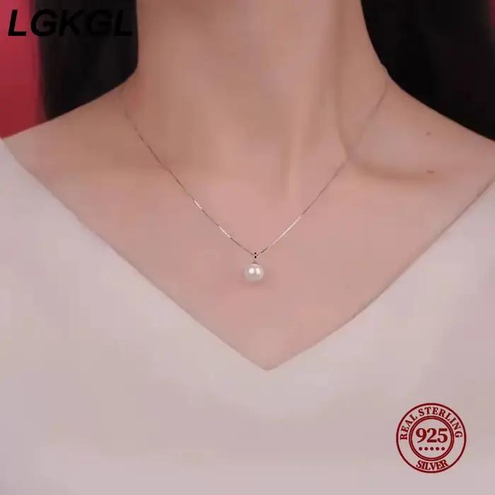 LGKGL – colliers avec pendentif en perles pour femmes, boîte de clavicule de tempérament, chaîne ras du cou, bijoux plaqués or 14 carats