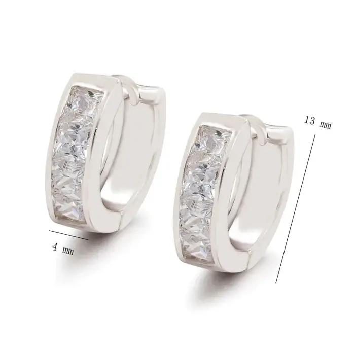 Boucles d'oreilles créoles en zircon plaqué or blanc XP Jewlery pour femmes, bijoux tendance, écolog