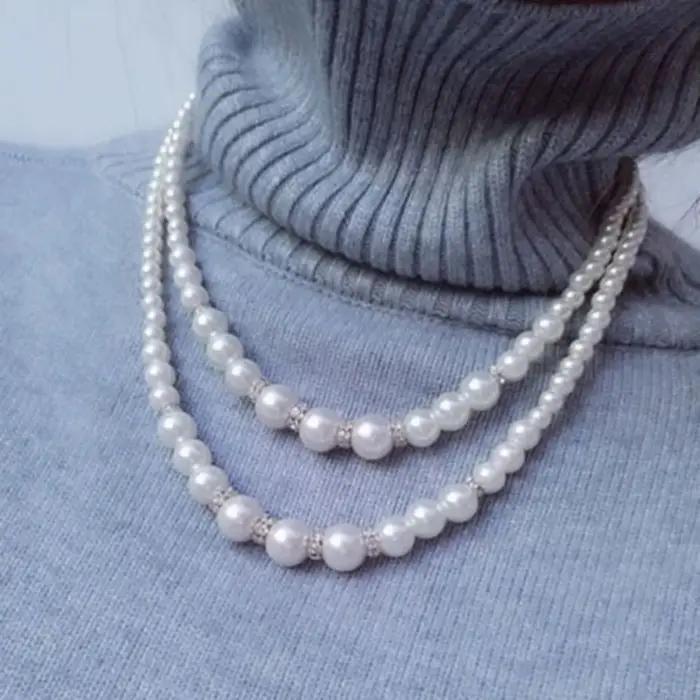 Collier perles ras du cou pour femmes filles adolescentes, 55KA