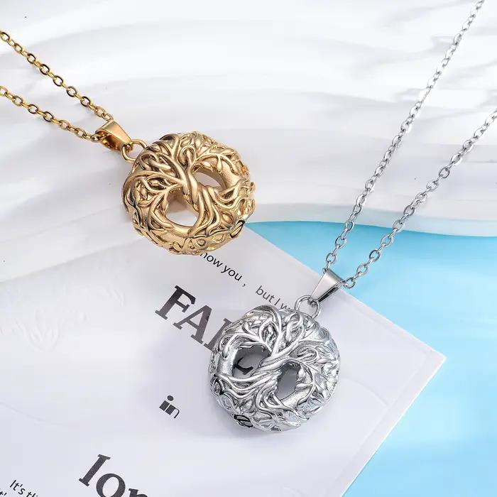 Collier Urne Arbre de Vie en Acier Inoxydable Unisexe avec Kit de Remplissage pour Souvenirs Personnels Occasions Spéciales