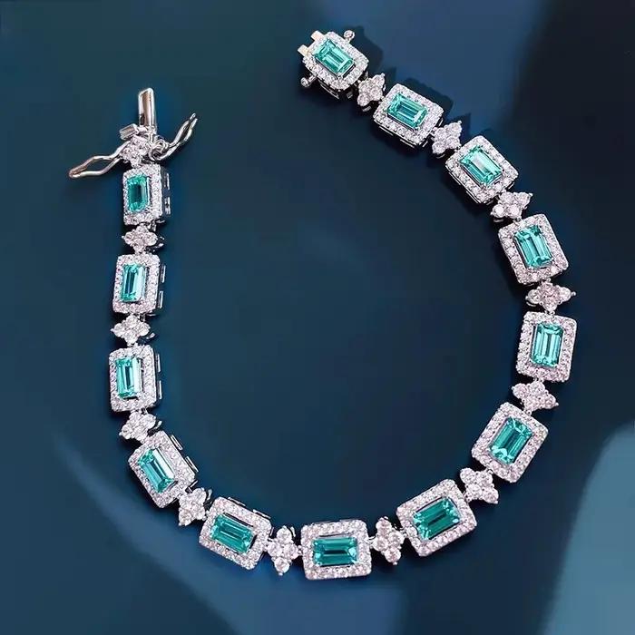 Bracelet en silver sterling serti de zirconium blanc avec certificat pour femmes style punk et occasions spéciales