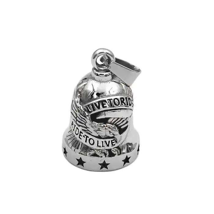 Pendentif Cloche Motard Aigle Live To Ride Acier Inoxydable Pour Hommes Occasions Spéciales Caractéristiques Uniques