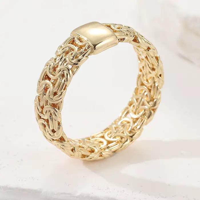 Bague plaquée or style hip-hop vintage en forme de chaîne pour unisexe, design simple, accessoires d