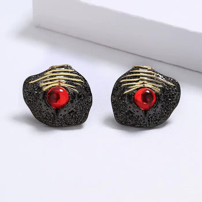 Boucle d'oreille créative pour femmes Unique irrégulière noir or