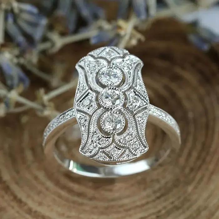 Bague en laiton avec zircone cubique, alliance de mariage pour femme, bijou de cérémonie de fiançailles, cadeau d'occasion spéciale, élégante et durable