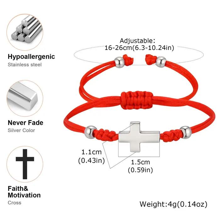 Bracelet croisé en corde tressée rouge pour femmes