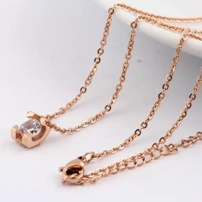 Collier ras du cou en acier inoxydable pour femme, bijoux en or rose, document SION L, cristal, mode, nouveauté