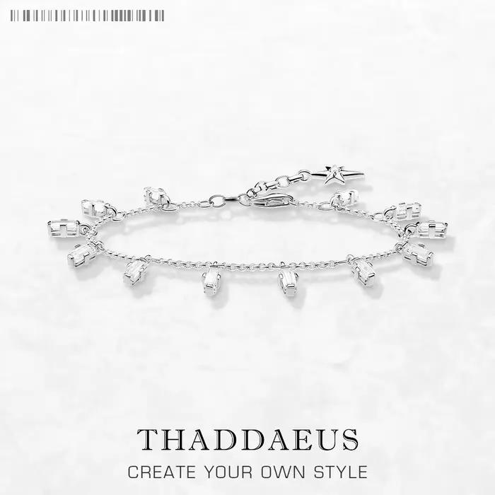 Bracelet chaîne et maillons en argent Sterling 925 pierres zirconium coupe baguette pour femme