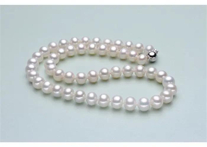 Collier de perles classique AAA7-8mm 8-9mm 9-10mm 10-11mm Collier de perles blanches classiques 18 pouces/925s