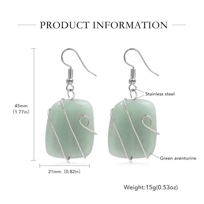 Boucles d'oreilles en pierres précieuses carrées en soie avec jade naturel améthyste cristal blanc obsidienne pour femmes occasions spéciales