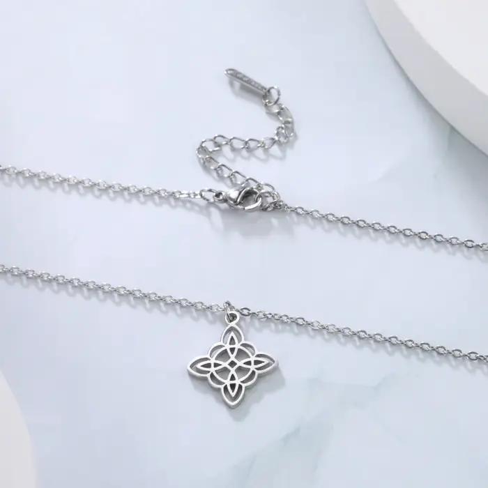 LIKGREAT Collier noeud irlandais de sorcellerie en acier inoxydable pour hommes et femmes, croix cel