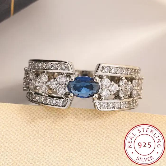 Haute qualité grande pierre bleue diamant bague