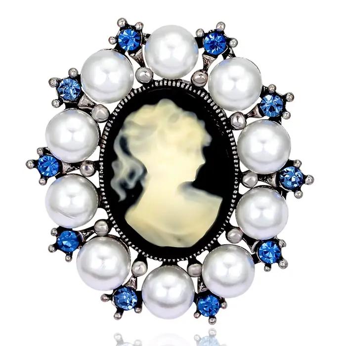 Broche camée de reine au Design victorien Vintage, cadeau de bijoux de beauté de mariage Antique, St