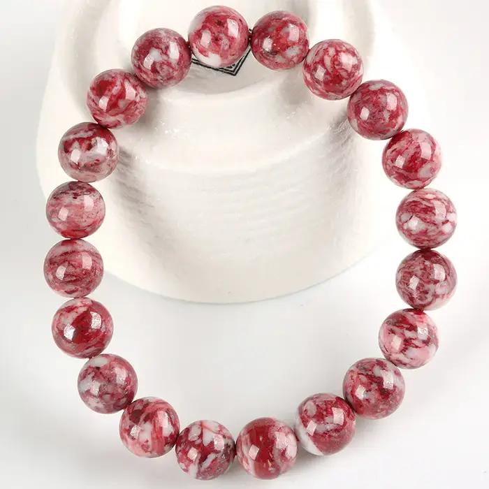 Bracelet Rare en jaspe Oriental rouge naturel