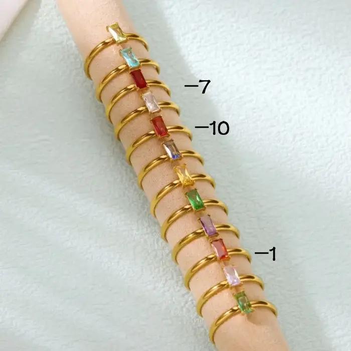 Bagues de naissance carrées mignonnes pour femmes, élégantes, à la mode, couleur or, en acier inoxydable, Unique, bijoux, cadeau de fête, 2025