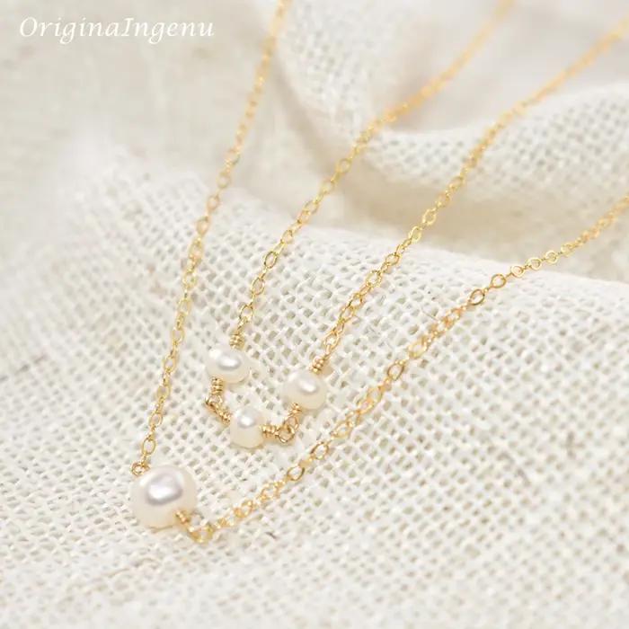 Collier de perles superposées fait à la main pour femmes, bijoux en or 14k, ras du cou, style Boho