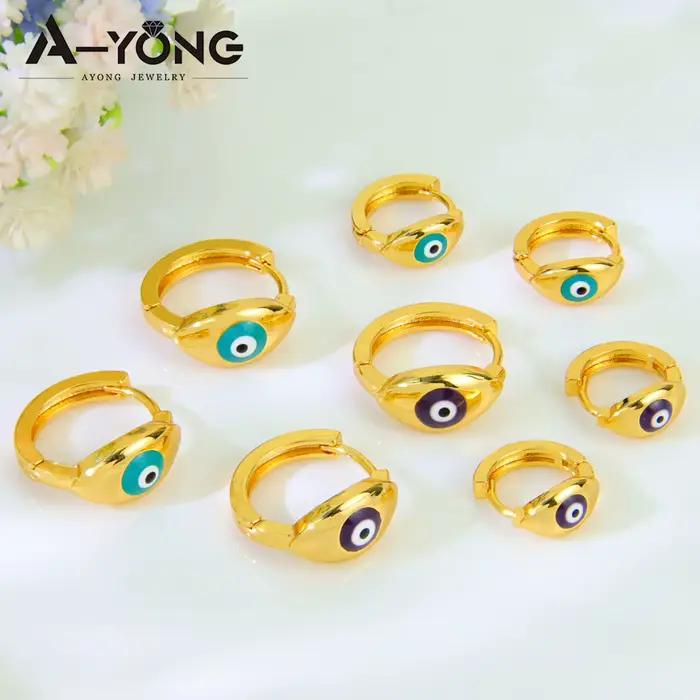 Boucles d'Oreilles Pendantes Mauvais Yeux pour Femme, Mode Arabe, Plaqué Or 18K, Document Élégant, Dubaï, Événement, ix, Bijoux