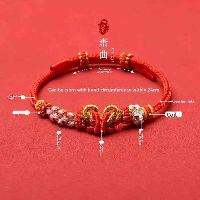 Bracelets Mandala tissés à la main à huit brins, nœud en fleur de pêcher, corde à main pour femmes, bricolage, fini, peut porter, bibelots dorés, breloques