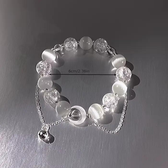 Bracelet de luxe galaxie planète pour femmes, pop-corn, perles d'opale de cristal, pendentif plume p