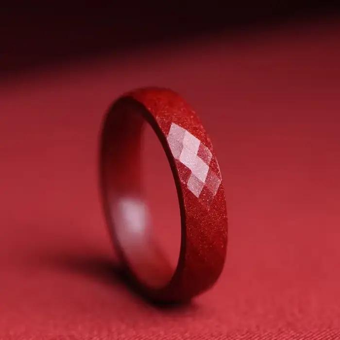 Bague Cinabre Authentique Naturelle, Bijoux d'Éternité, Amulettes de Fiançailles, Mascottes, Cadeau