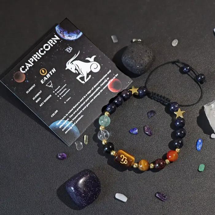 Bracelet verseau mélange pierre naturelle quartz perles de cristal 12 signes du zodiaque Constellation Bracelets tressés pour femmes hommes bijoux