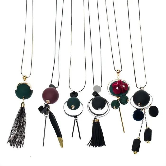 Collier bohème géométrique rond Vintage pour femmes chaîne à pompons pull long accessoires bijoux mode occasions spéciales anniversaires festivals mariage