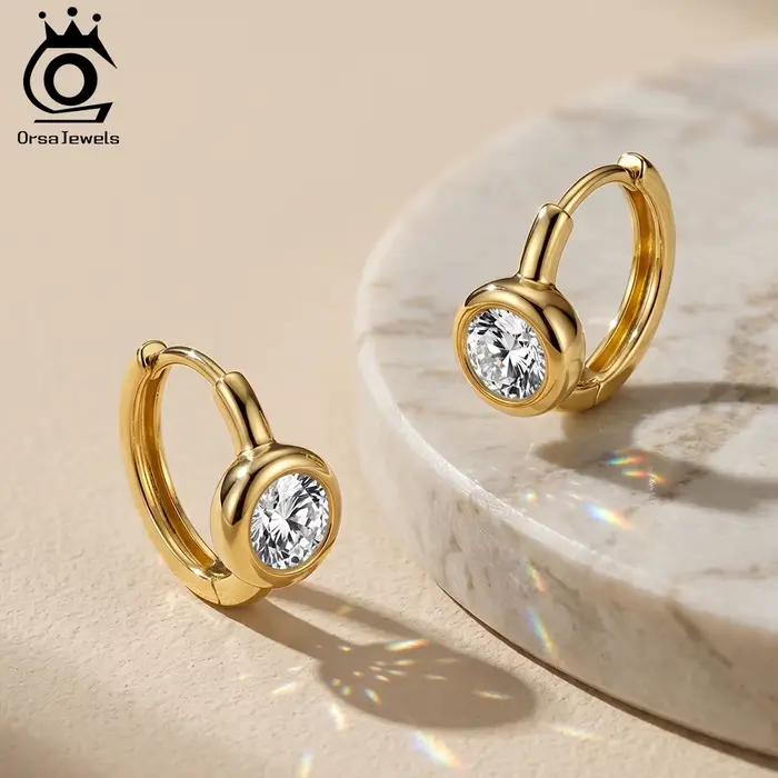 ORSA JEWELS – boucles d'oreilles exquises en argent 925, couleur D, Moissanite, pour femmes, bijoux de mariage brillants en diamant Moissanite, MOE23