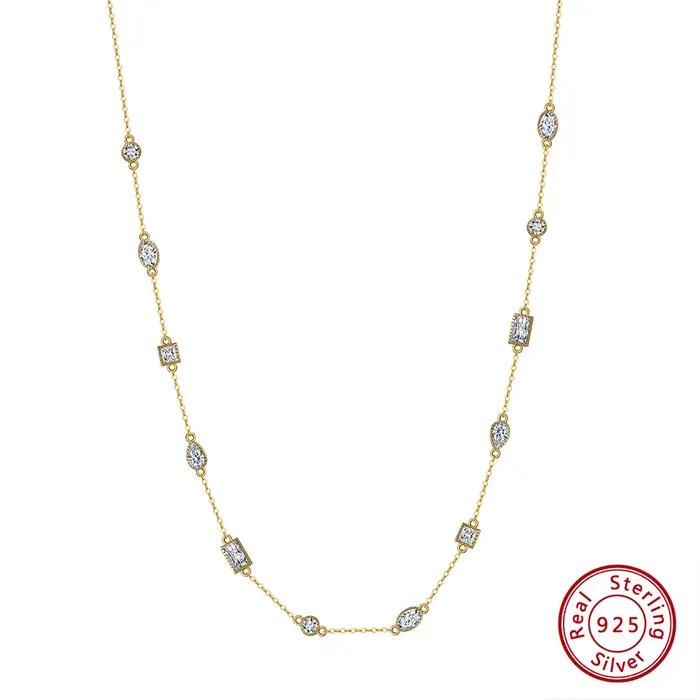 Collier ras du cou en or 14 carats serti de zircone 4A forme carrée et ovale bijoux d'anniversaire pour femme rencontres quotidiennes mariage