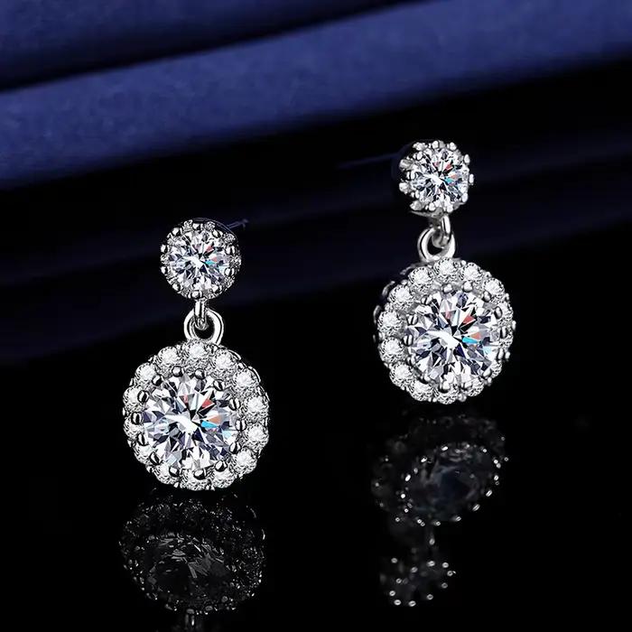 Boucles d'oreilles en argent sterling 925 zirconium pour femmes élégantes occasions spéciales partys soirée chic