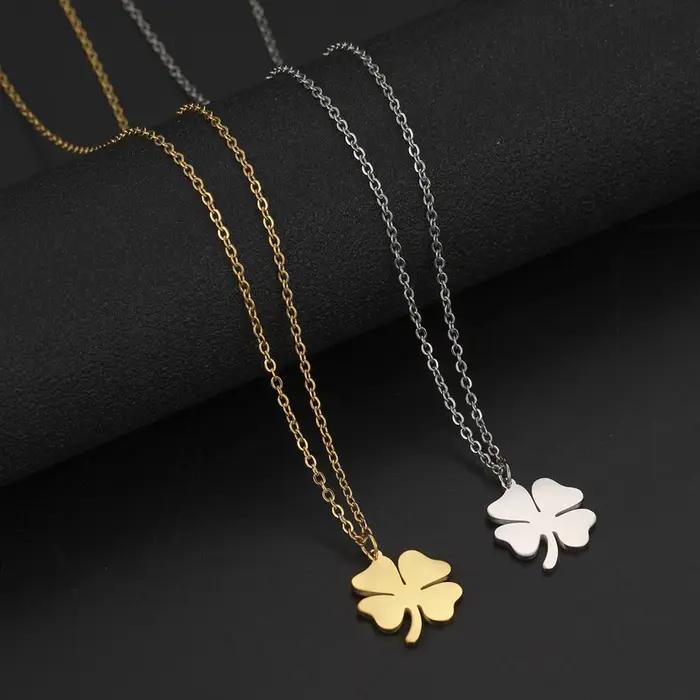 Collier pendentif trèfle porte-bonheur cazador acier inoxydable couleur or pour femmes occasions spéciales anniversaire mariage cadeau