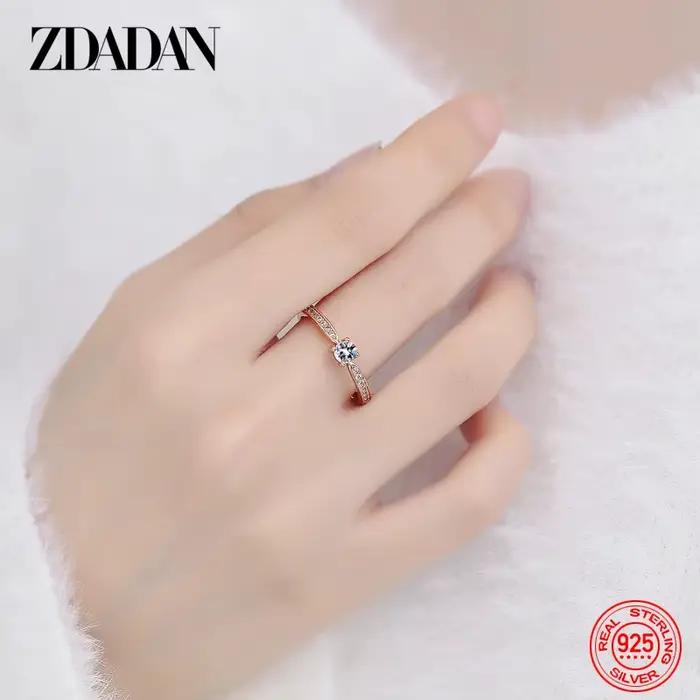Bague en argent sterling 925 plaquée or 18 carats sertie de zirconium blanc pour femme occasions spéciales engagement fiançailles mariage anniversaire fête