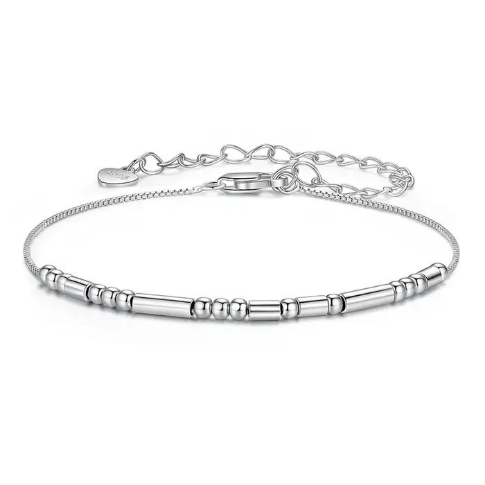 Bracelet en Argent Sterling 925 Code Morse Je T'aime Perles Vintage Pour Femmes Occasions Spéciales
