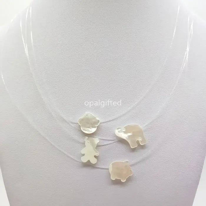 Nouveau Collier Ras-du-Cou Transparent Effet Ligne Invisible en Nacre Brillante pour Femme
