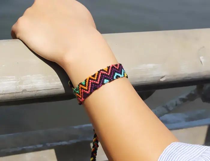 Bracelet zigzag vague chia multicolore coton bohème pour homme femme plage surf occasionnels spéciales