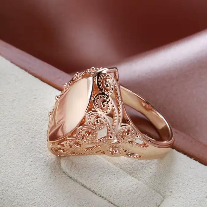 Kinel – bagues brillantes pour femmes, or Rose 585, motif Unique, losange, ethnique, bijoux de mariage, nouvelle collection 2022