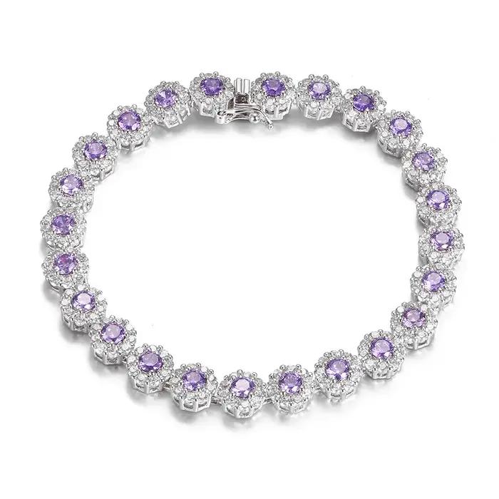 Bracelet de Tennis brillant pour femmes, plaqué argent S925, cristal de zircone cubique, bijoux élég