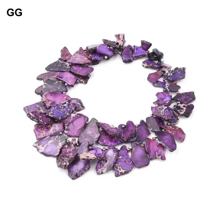 Bijoux G-G 22 en effet 2 rangées collier en cristal Jaspers impériaux de sédiments de mer pourpre naturel pour les femmes