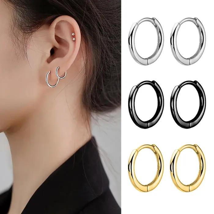 1 paire de petits cerceaux en acier inoxydable pour femmes/hommes