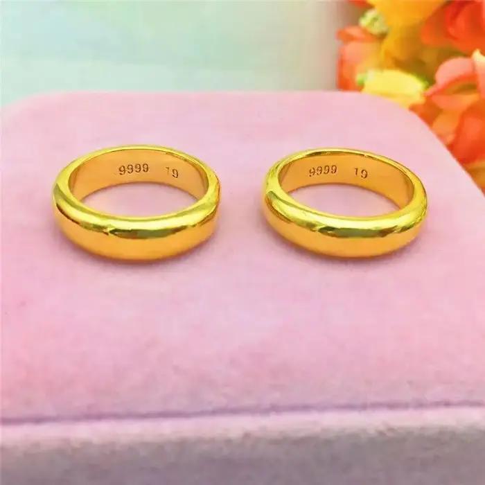Bagues plaquées pur en or jaune 18 carats 999 24