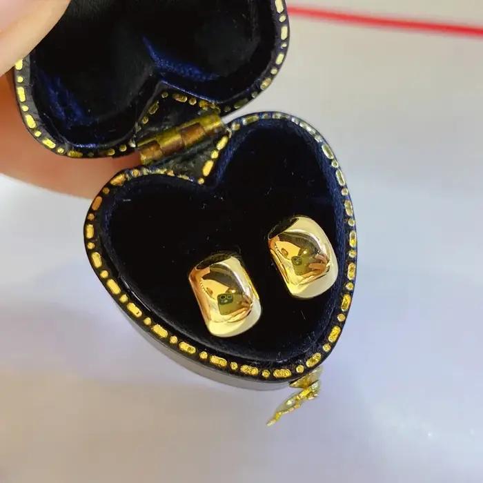 Boucles d'oreilles en or 18 carats pour femmes, bijoux en or véritable, Anillos De Bizuteria, pierre