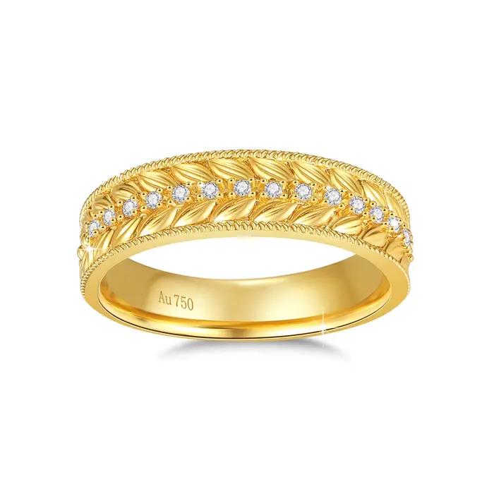 Bague en or véritable 18 carats avec diamant Moissanite pour hommes et femmes, bague en or 18 carats, cadeau de fiançailles de mariage, haute joaillerie, AU750, 100%